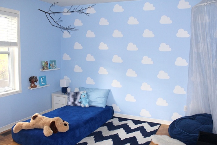 Wand streichen ideen muster wolke schablone kinderzimmer › malertv ...